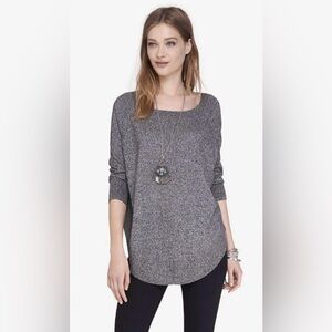 Express Circle Tunic Sweater Heathered Black White Slouchy Small Oversized